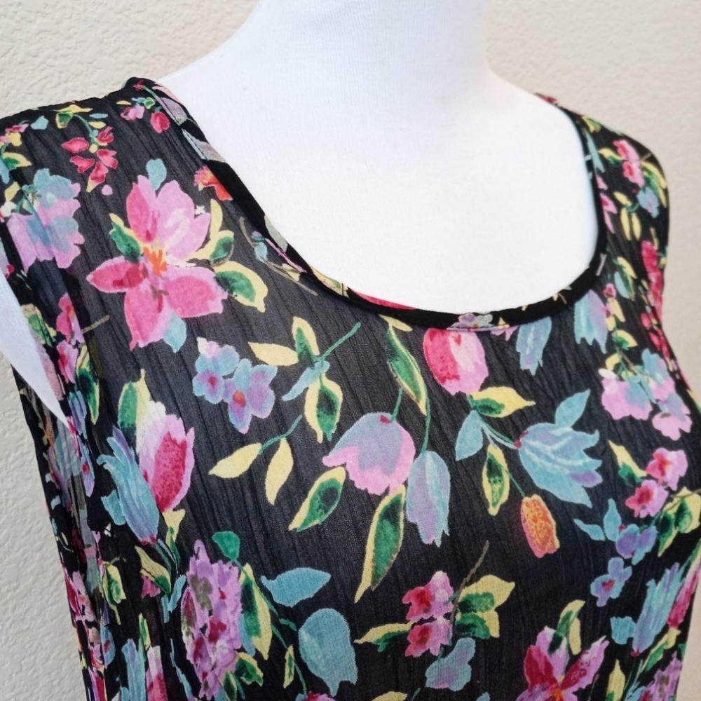 Lola P vintage Y2K floral crinkle semi-sheer maxi dress - Picture 2 of 9